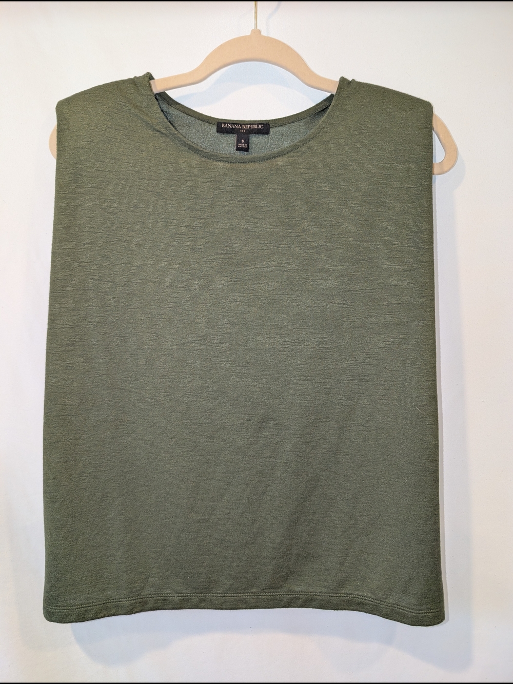 Banana Republic Womens Olive Green Shoulder Pad Muscle Tank Top Size Small